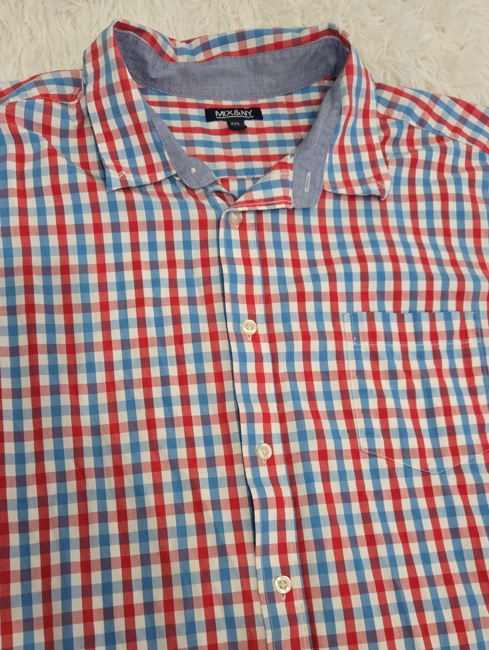 Mix&NY Red and Blue Checkered Men's Button-Down Shirt Size 2XL